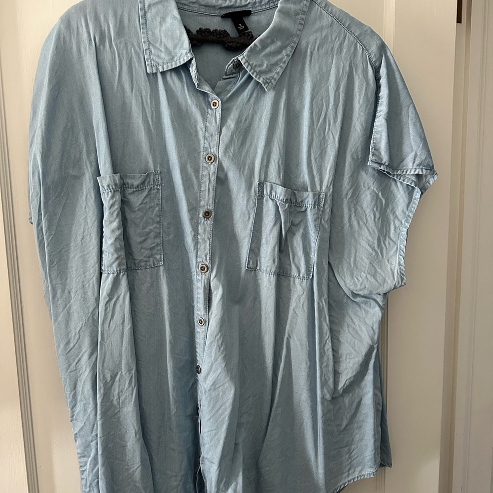 Torrid Light Blue Button Down Shirt
